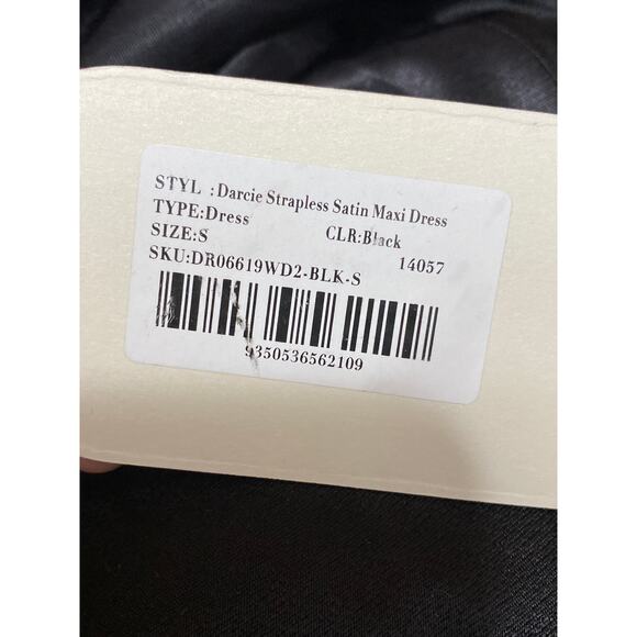 NEW Meshki Darcie Women's Black Strapless Satin Lace Maxi Bodycon Dress Size S - Picture 4 of 6